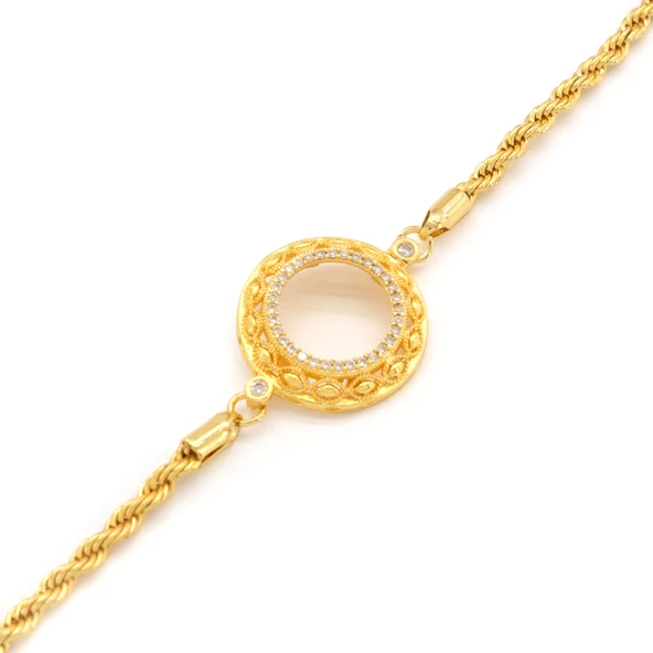 Çeyrek Altın Çerçeve Bileklik Çelik Altın Kaplama İşlemeli Burgu Model BLK-1075 - 2