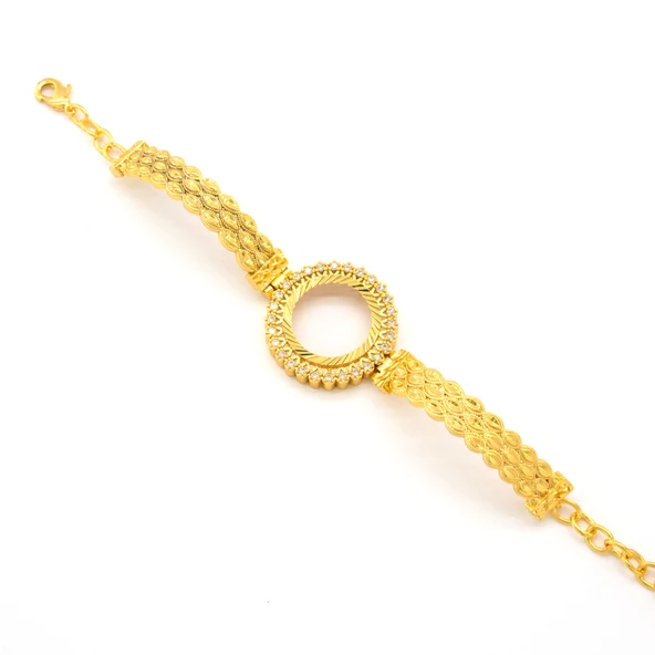 Çeyrek Altın Çerçeve Bileklik Çelik Altın Kaplama BLZ-643 - 2