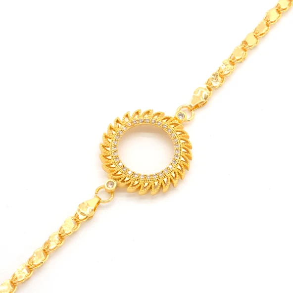 Yarım Altın Çerçeve Bileklik Çelik Altın Kaplama Arpa Güneş Modeli BLK-1112 - 2