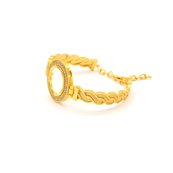 Çeyrek Altın Çerçeve Bileklik Çelik Altın Kaplama Örgü Model BLZ-633 - 2