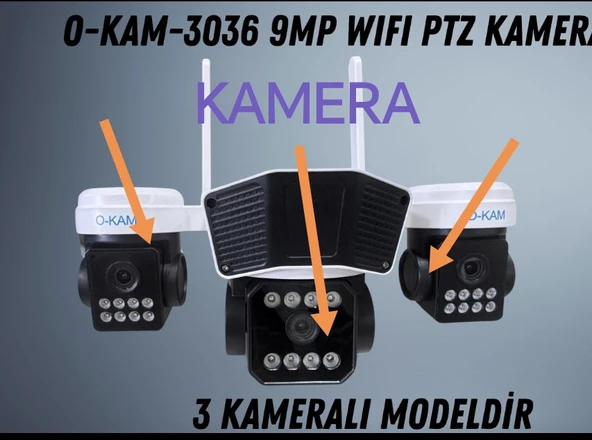 Gerçek 3 Kameralı O-KAM 9MP SOLAR PTZ SİM KART DESTEKLİ GECE GÖRÜŞLÜ GÜNEŞ ENERJİLİ GÜVENLİK KAMERASI