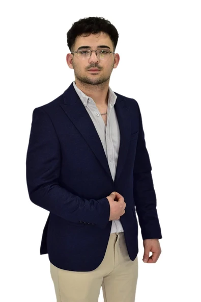 Erkek Lacivert Tek Spor Ceket BGL-ST04467 - Resim 4