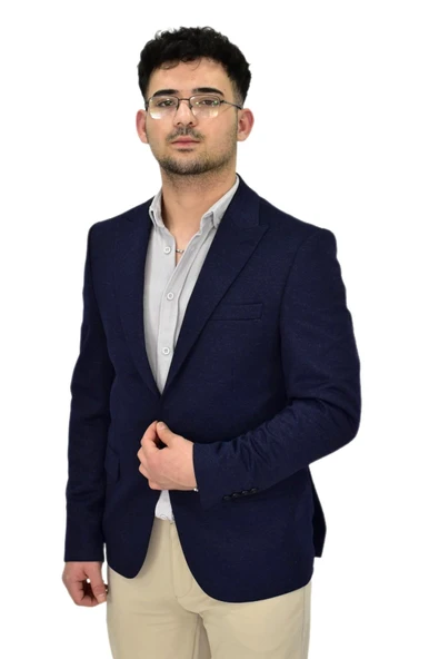 Erkek Lacivert Tek Spor Ceket BGL-ST04467 - Resim 3