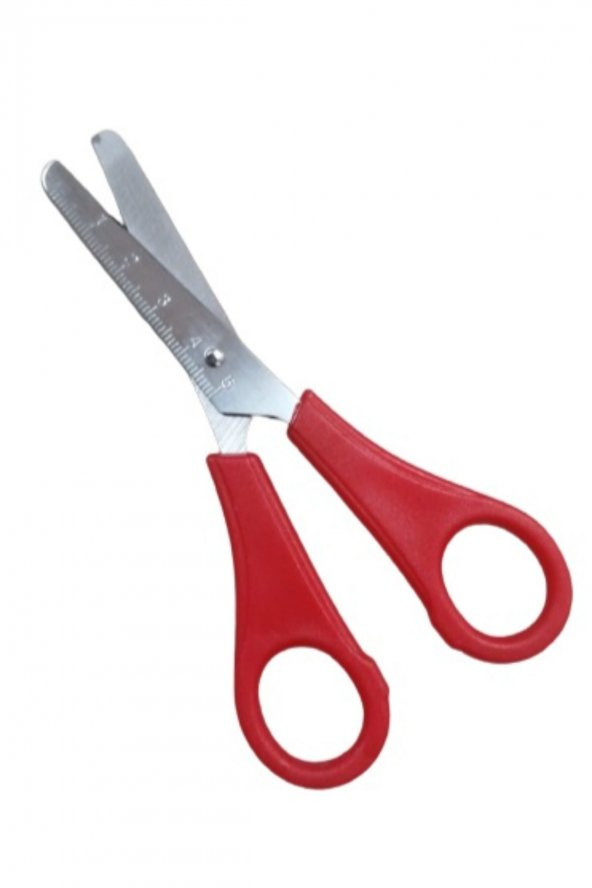 Öğrenci Makası Cetvelli 12 Cm Kırmızı 1 Adet
