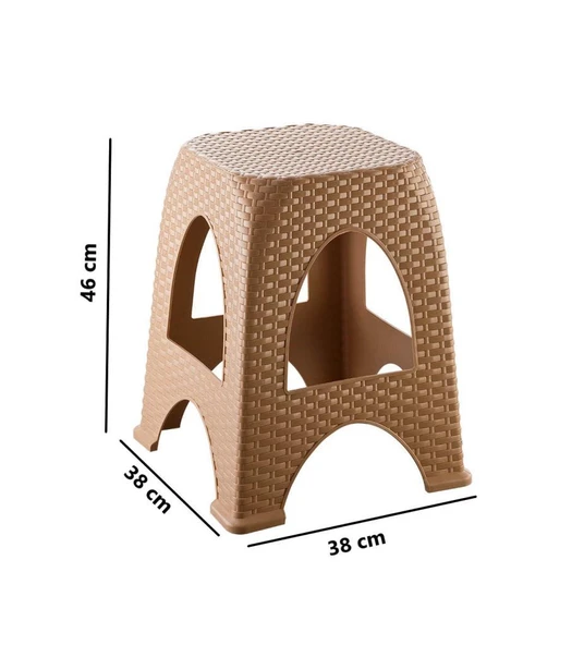 Omnipazar SY-4666 Plastik Hasır Tabure Büyük Boy 4'lü Set - 2