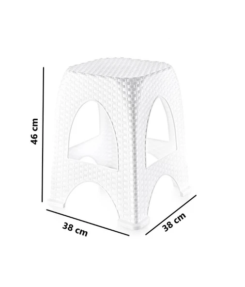 Omnipazar SY-4666 Plastik Hasır Tabure Büyük Boy 4'lü Set - 4