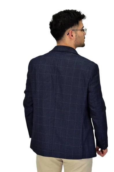 Erkek Ekose Tek Spor Ceket 4 Drop BGL-ST04476 - Resim 5