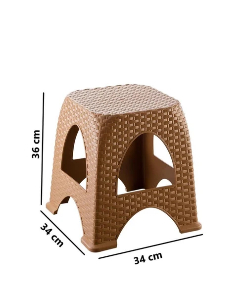 Omnipazar SY-4667 Plastik Hasır Tabure Küçük Boy 4'lü Set - 4