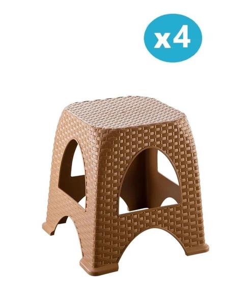 Omnipazar SY-4667 Plastik Hasır Tabure Küçük Boy 4'lü Set - 3