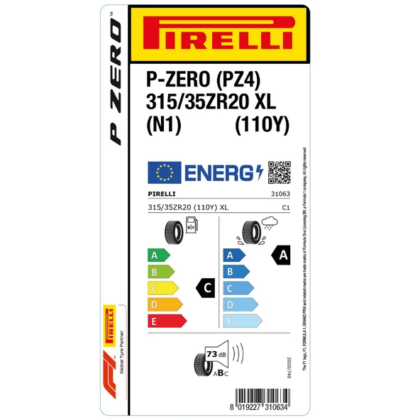 Pirelli Pzero(Pz4) Xl 315/35 R 20 110Y (N1)-2023 Yaz Lastiği - 2