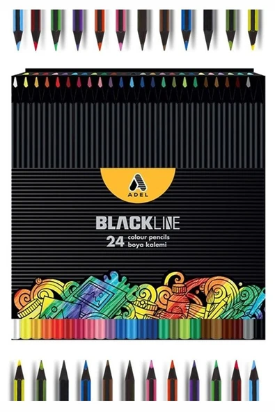 Telli Eskiz Defteri Siyah A4 1 Adet Spiralli 150 gr 40 Yaprak 24 Renk Kuruboya Gölgelendirme Zımpara Kalem Uzatma Silgi - 2
