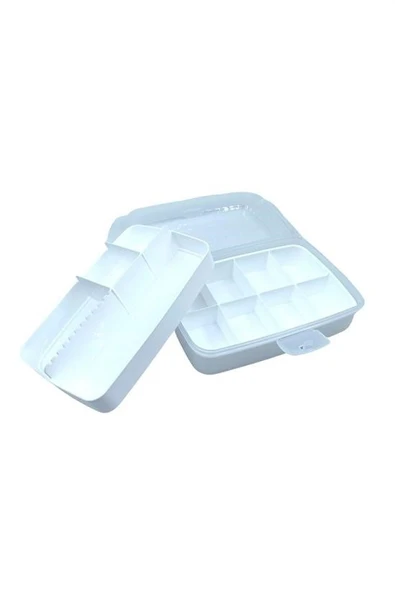 BUFFER® 12 Bölmeli Çok Amaçlı Takı Toka Kutusu Dikiş Kutusu Kapaklı Organizer Kutusu Bölmeli Kutu - 6