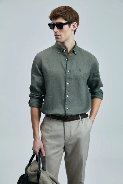 Lufian 111010630 Pitaya Keten Gömlek Comfort Fit Erkek Gömlek - Resim 3