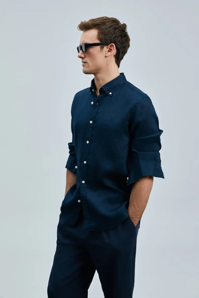 Lufian 111010630 Pitaya Keten Gömlek Comfort Fit Erkek Gömlek - Resim 9