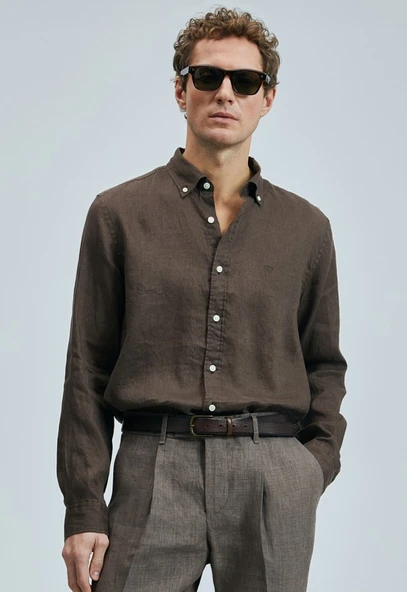 Lufian 111010630 Pitaya Keten Gömlek Comfort Fit Erkek Gömlek - Resim 12