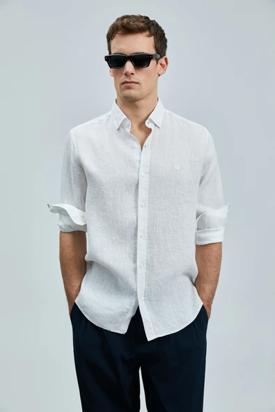 Lufian 111010630 Pitaya Keten Gömlek Comfort Fit Erkek Gömlek - Resim 6