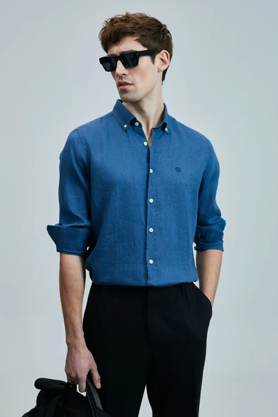 Lufian 111010630 Pitaya Keten Gömlek Comfort Fit Erkek Gömlek - Resim 4