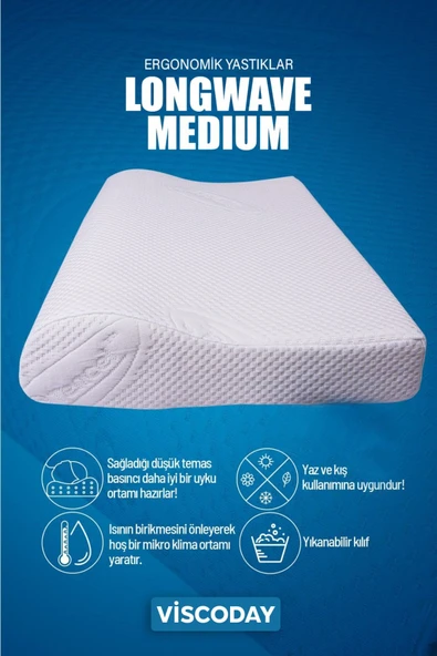 Viscoday  Visco Boyun Yastığı Boyun Destekleyici Visco Yastık Ortopedik Boyun Yastığı Ergonomik Yastık 55x37 - 4