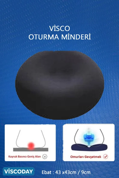 viscoday  Visco Oturma Simidi Ortopedik, Yastık Konforlu Ve Rahatlatıcı 43 X 43 X 9, D Model - 5