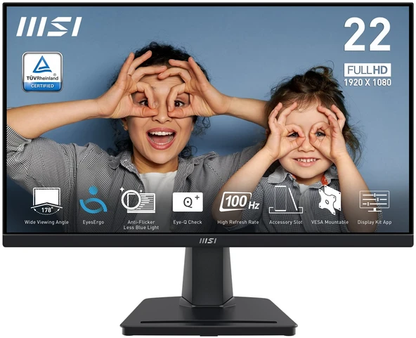 MSI 21.45" PRO MP225V 1920x1080 FHD 16:9 FLAT VA 100HZ 1MS ADAPTIVE-SYNC MONITOR - Resim 2