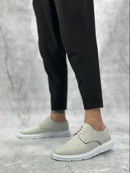 ET0003 Bağcıklı Klasik Spor Keten Beyaz Taban Casual Erkek Ayakkabı - 2