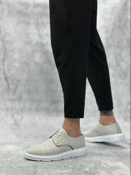 ET0003 Bağcıklı Klasik Spor Keten Beyaz Taban Casual Erkek Ayakkabı - 3
