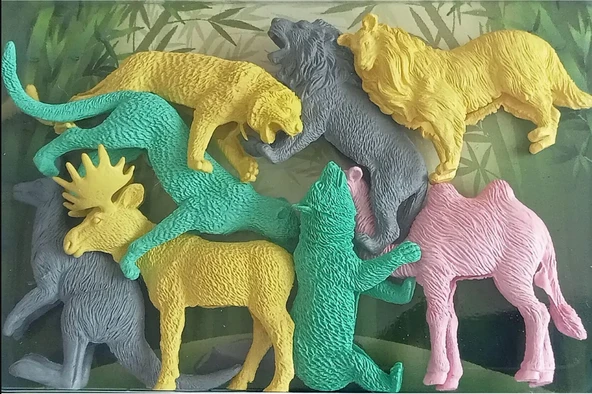 Vahşi Hayvanlar Figür Oyuncak Plastik Model 8 parça - Çok Renkli - 3