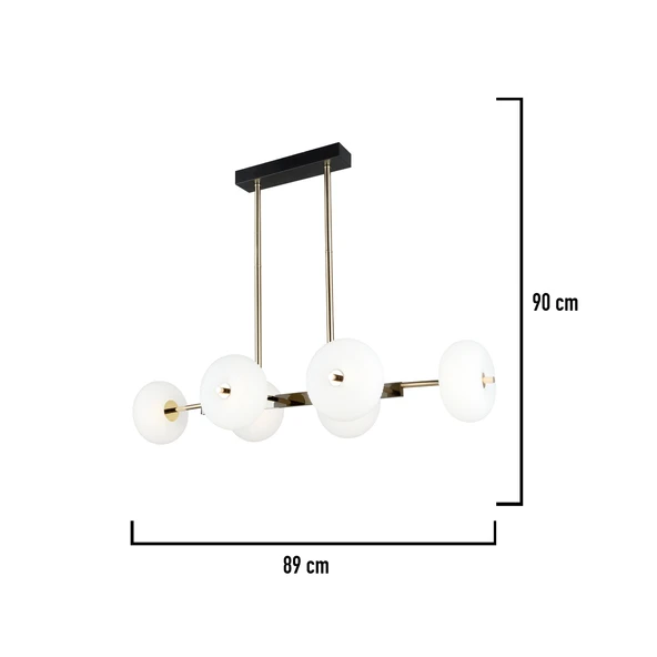 Apliqa Sanya Sıralı 60 Watt Siyah Gold Modern Oturma Odası, Yemek Masası Üstü,  Salon Avize - Resim 4