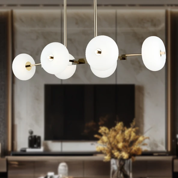 Apliqa Sanya Sıralı 60 Watt Siyah Gold Modern Oturma Odası, Yemek Masası Üstü,  Salon Avize ürün görseli