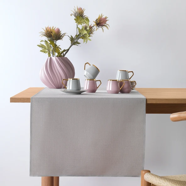 Schafer Home Bianca Keten Polyester Runner 40x160 Cm-Açık Gri