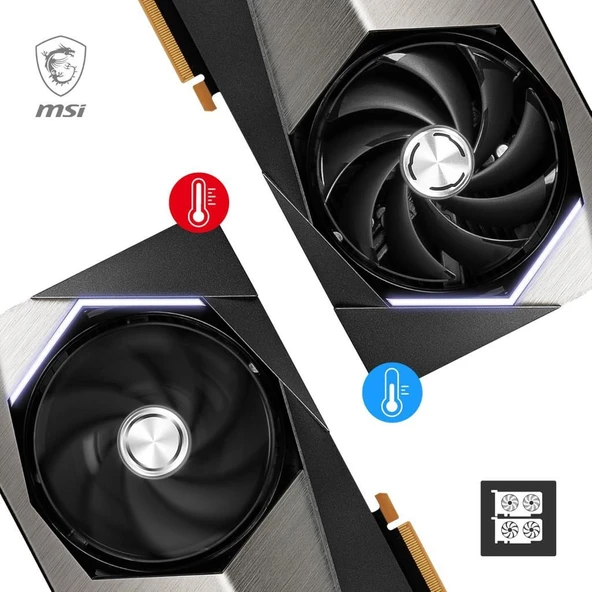 MSI VGA GEFORCE RTX 4090 SUPRIM LIQUID X 24G RTX4090 24GB GDDR6X 384B DX12 PCIE 4.0 X16 (3XDP 1XHDMI) Ekran Kartı - 3