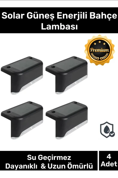 4 Adet L Solar Led Güneş Enerjili Su Geçirmez Köşebent Led Işık Merdiven Veranda Bahçe Aydınlatma
