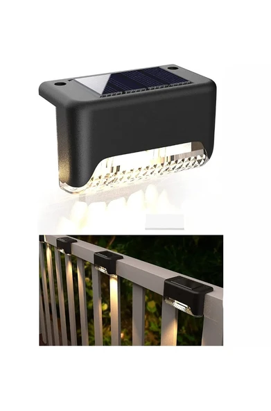 4 Adet L Solar Led Güneş Enerjili Su Geçirmez Köşebent Led Işık Merdiven Veranda Bahçe Aydınlatma - 2