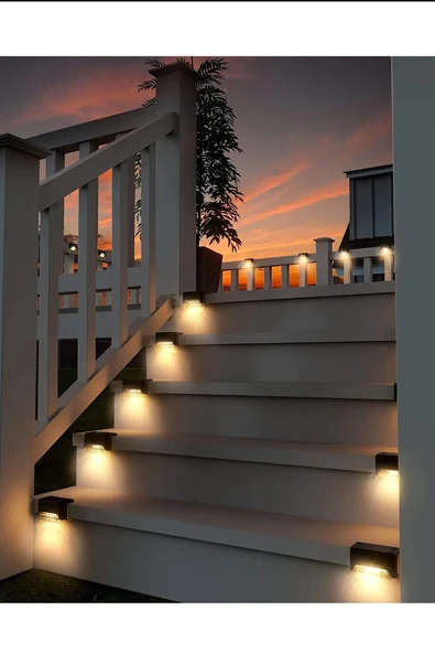 4 Adet L Solar Led Güneş Enerjili Su Geçirmez Köşebent Led Işık Merdiven Veranda Bahçe Aydınlatma - 4