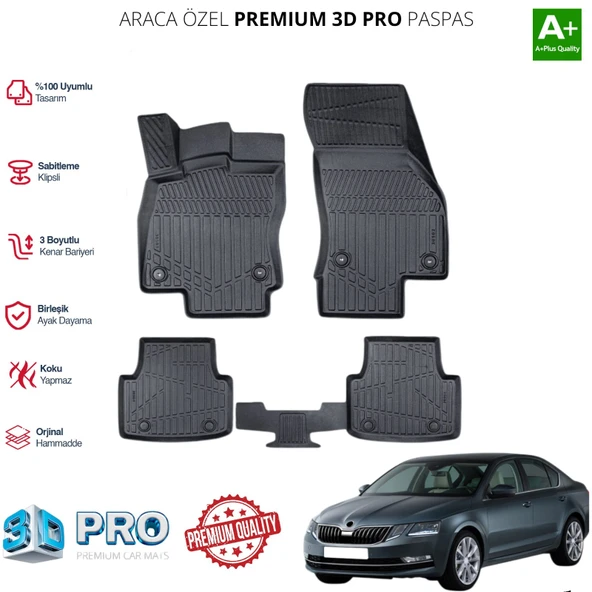 OCTAVİA ARACA ÖZEL 3D PASPAS 2017 2018 2019 2020 2021 2022 2023 ürün görseli 1