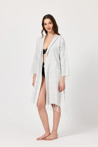 Makro Kadın Bornoz peştemal Plaj elbisesi Pareo - 8