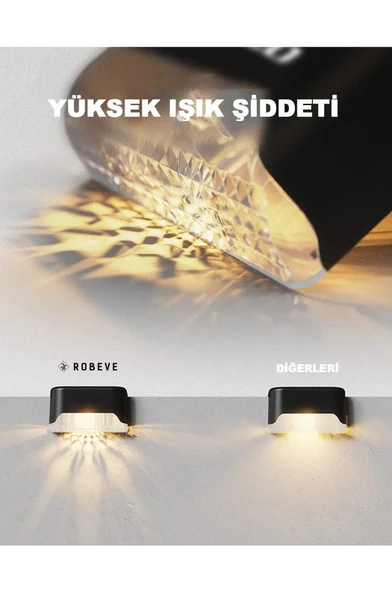 4 Adet L Solar Led Güneş Enerjili Su Geçirmez Köşebent Led Işık Merdiven Veranda Bahçe Aydınlatma - 3
