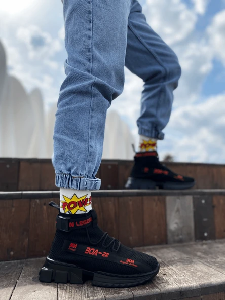 ETZr-x700 Tarz Siyah Kırmızı Renk Spor Ayakkabı - Resim 3