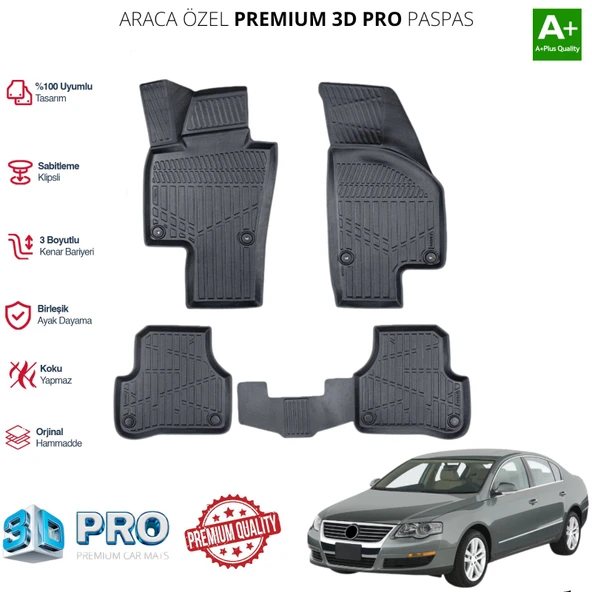 PASSAT B6 ARACA ÖZEL 3D PASPAS 2005 2006 2007 2008 2009 2010 ürün görseli 1