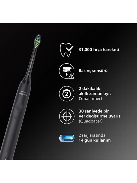 Philips Sonicare 4100 Serisi Sonic Şarjlı Diş Fırçası Siyah - HX3681/54 - 3