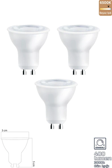 Heka GU10 220V 6W 3000k Cob LED Ampul 3'lü ERD-284
