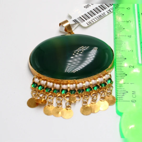 14 Ayar Taşlı şık Kolye Ucu - Resim 2