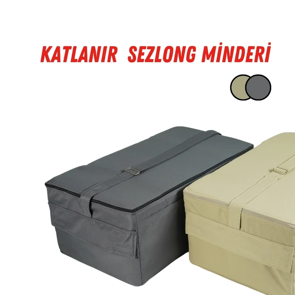 XPERMATE Katlanır Şezlong Minderi Fermuarlı Çantalı Cepli FoldPack 30x60x25cm Antrasit - 2