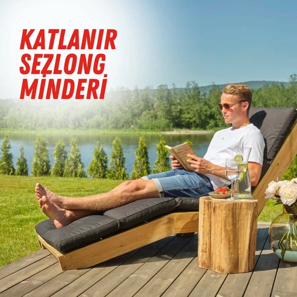 XPERMATE Katlanır Şezlong Minderi Fermuarlı Çantalı Cepli FoldPack 30x60x35cm Antrasit