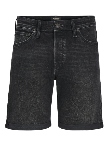 JACK JONES Erkek Likralı Siyah Kot Şort 12269612 - 6