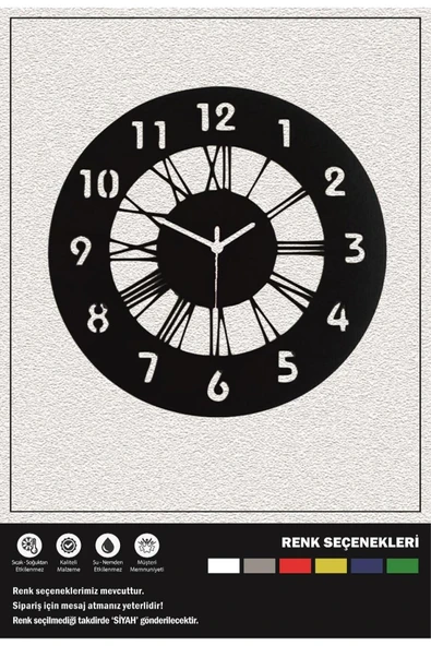 Ecce Ahşap Dekoratif Roma ve Latin Rakamlı Duvar Saati 40CM