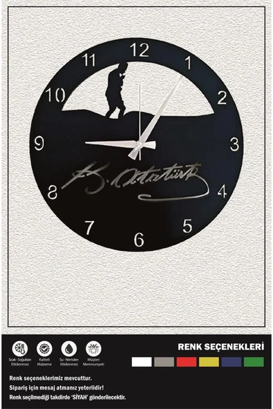 Ecce Ahşap Duvar Saatı Kemal Atatürk Imzalı