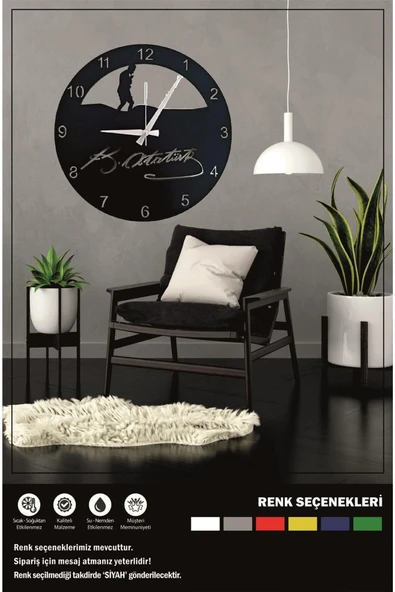 Ecce Ahşap Duvar Saatı Kemal Atatürk Imzalı - 2