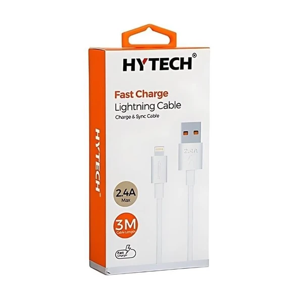 Hytech HY-X99 Lightning iphone Data+Şarj Kablosu Beyaz 3 Metre, 2.4A - 4