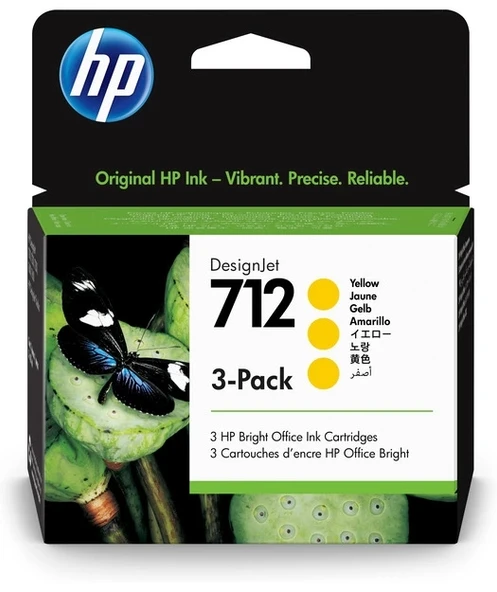 HP 3ED79A 712 3-Pack 29-ml Yellow Design ürün görseli 1